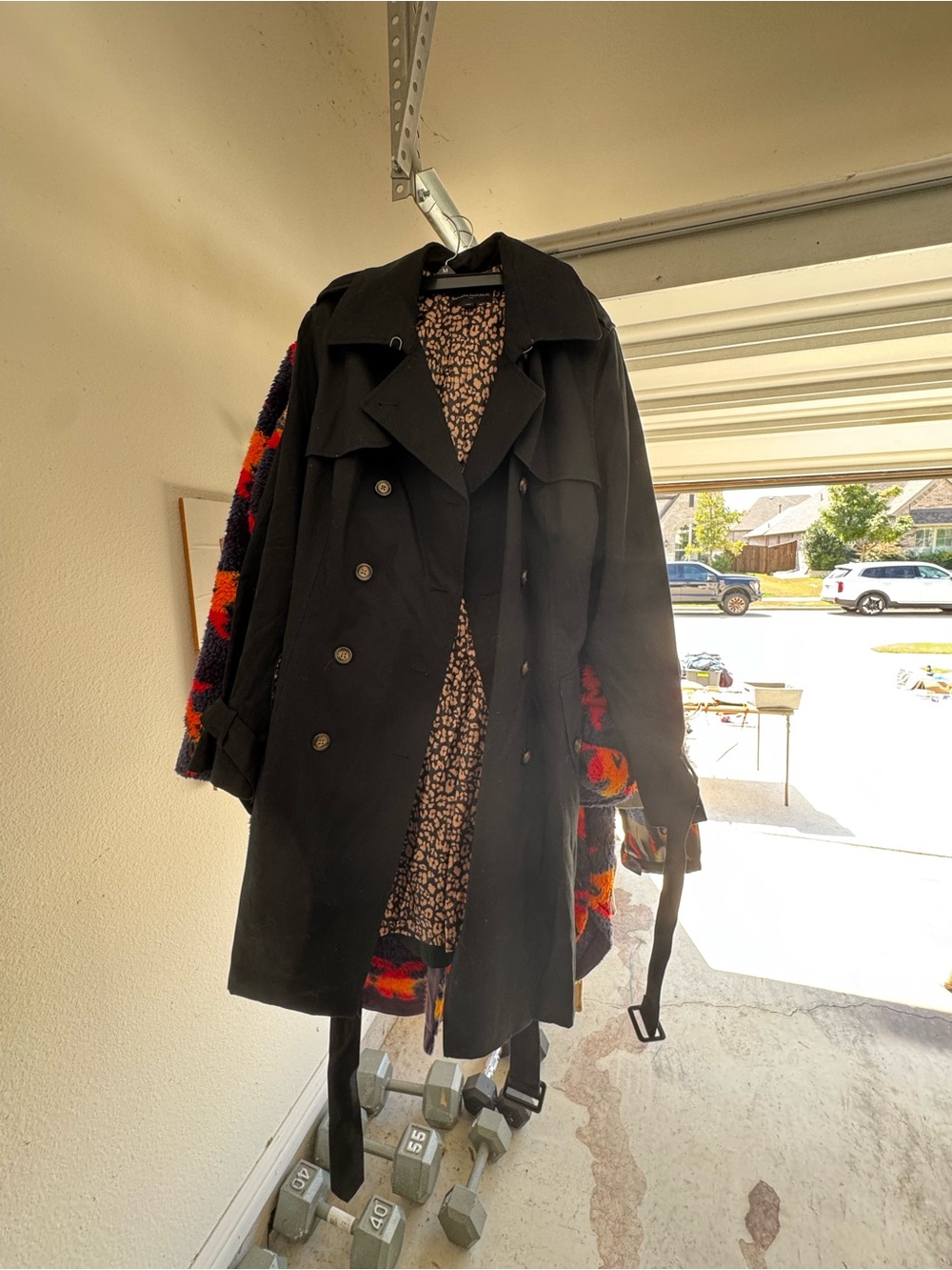 Banana Republic Black Double-Breasted Trench with Belt